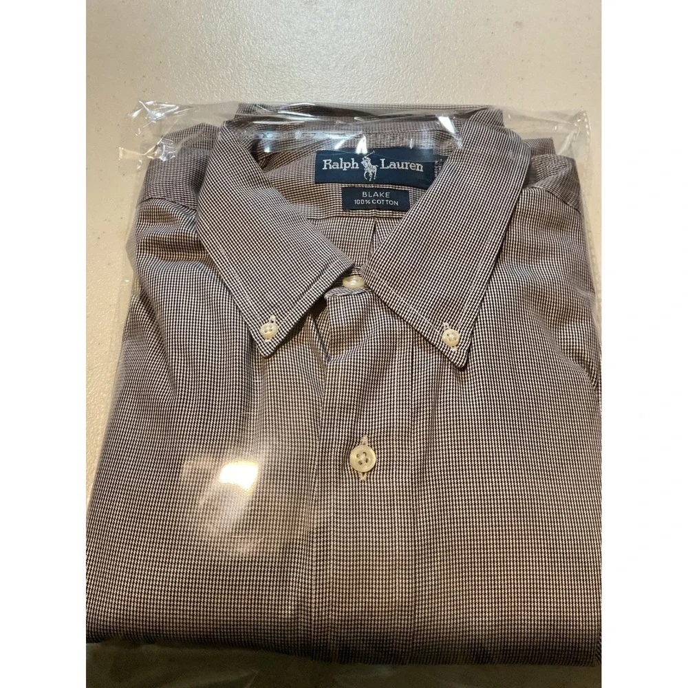 Polo Ralph Lauren‎ Blake Shirt Mens XL Blue White Houndstooth Button Down Cotton
